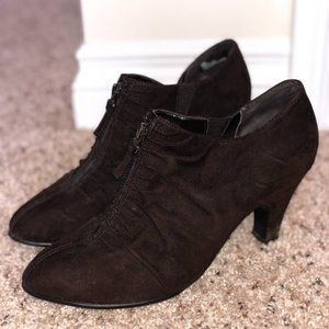 Brown Suede Heeled Ankle Boot Booties Naturalizer
